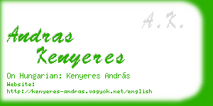 andras kenyeres business card